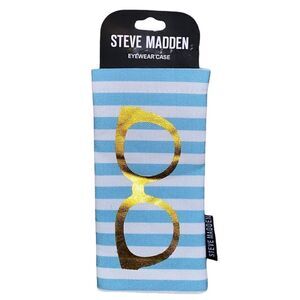 Steve Madden Blue White Striped Soft Sided Eyeglass Sunglasses Eyewear Case NWT